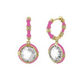 Lauren G. Adams Prince Charming Round Huggie Earrings (Gold & Hot Pink)